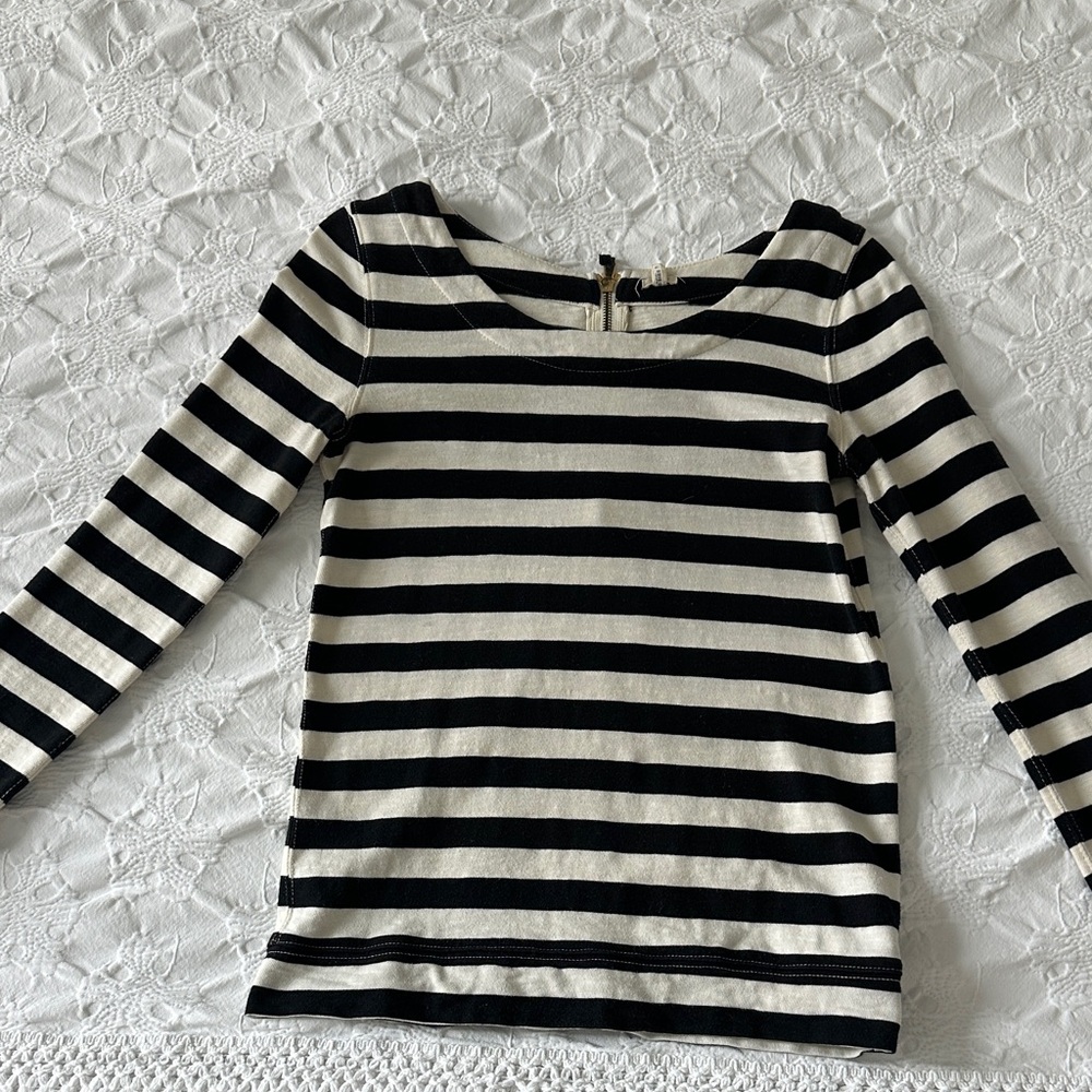 J. Crew Black and White Striped Long Sleeve Tee